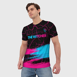 Футболка мужская The Witcher - neon gradient: символ сверху, цвет: 3D-принт — фото 2