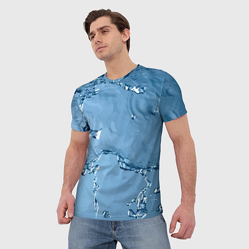 Мужская футболка Водные подтёки на стекле / 3D-принт – фото 3