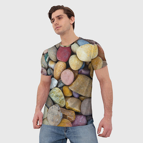Мужская футболка Морская галька - пляж / 3D-принт – фото 3