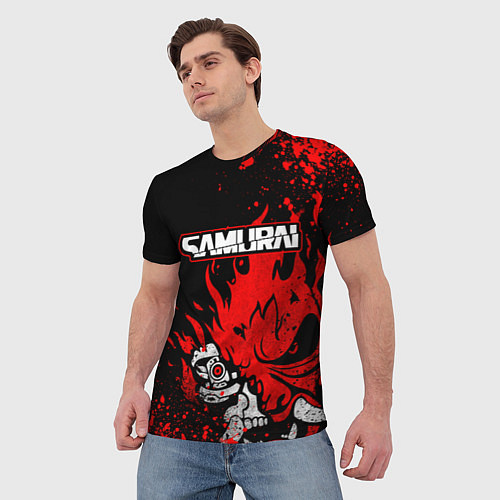 Мужская футболка Киберпанк-Самурай - 2077 / 3D-принт – фото 3