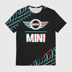 Футболка мужская Значок Mini в стиле glitch на темном фоне, цвет: 3D-принт