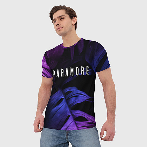 Мужская футболка Paramore neon monstera / 3D-принт – фото 3
