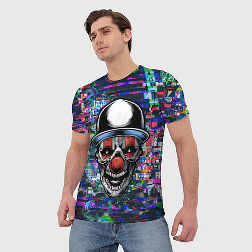 Мужская футболка Злой клоун на фоне городской рекламы / 3D-принт – фото 3