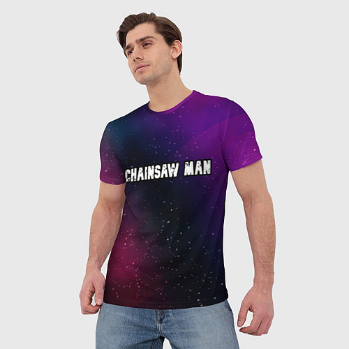 Мужская футболка Chainsaw Man gradient space / 3D-принт – фото 3