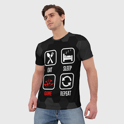 Мужская футболка Eat, sleep, Hitman, repeat / 3D-принт – фото 3
