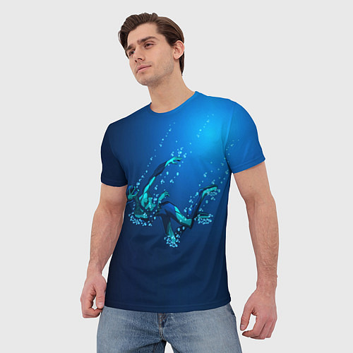 Мужская футболка Ихтиандр : человек - амфибия рисунок / 3D-принт – фото 3