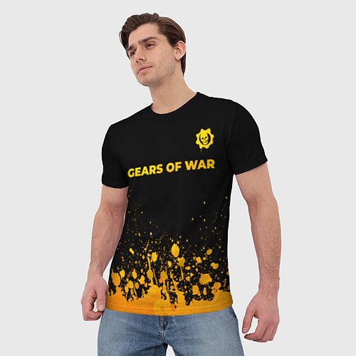 Мужская футболка Gears of War - gold gradient: символ сверху / 3D-принт – фото 3