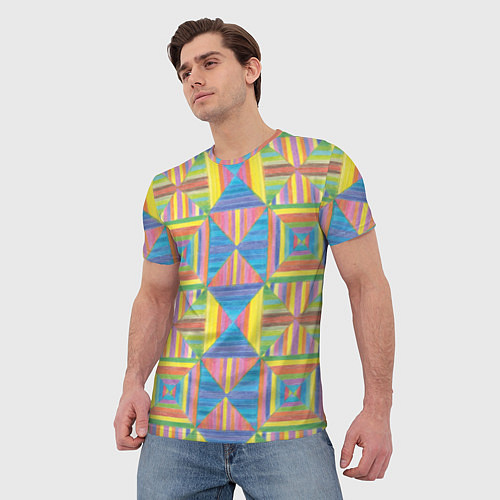Мужская футболка Занимательная геометрия рисунок карандашами / 3D-принт – фото 3