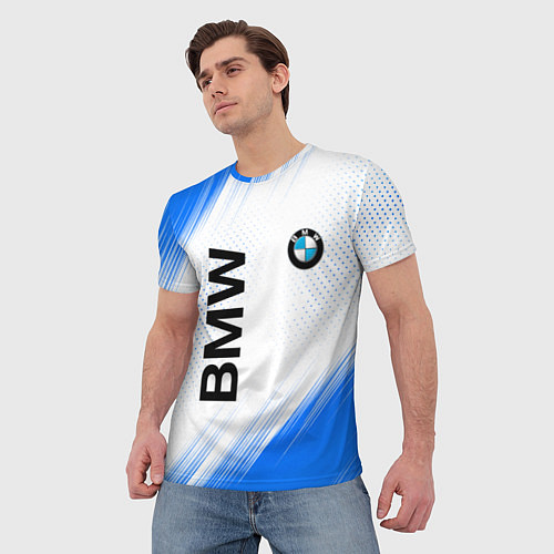 Мужская футболка Bmw синяя текстура / 3D-принт – фото 3