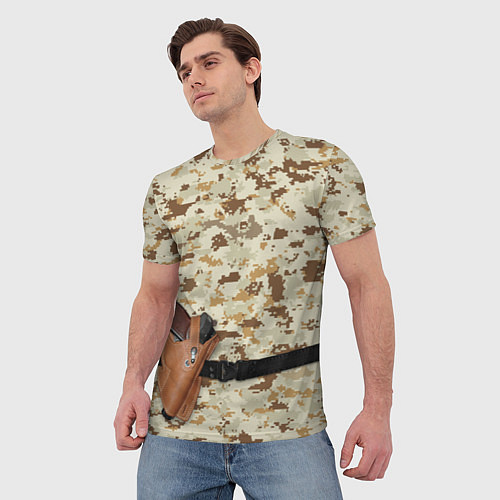 Мужская футболка Пистолет Стечкина и камуфляж / 3D-принт – фото 3