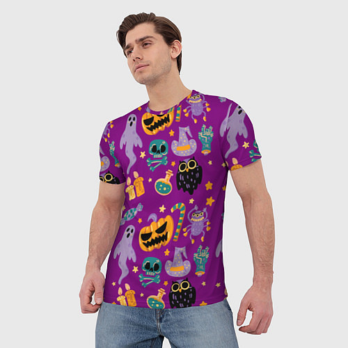 Мужская футболка Happy Halloween - holiday pattern / 3D-принт – фото 3