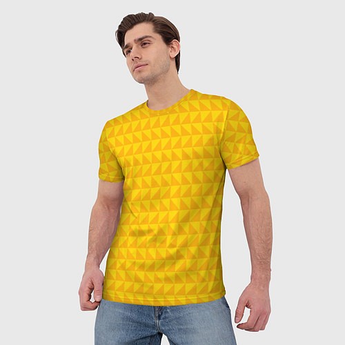 Мужская футболка Геометрия - желтые треугольники / 3D-принт – фото 3