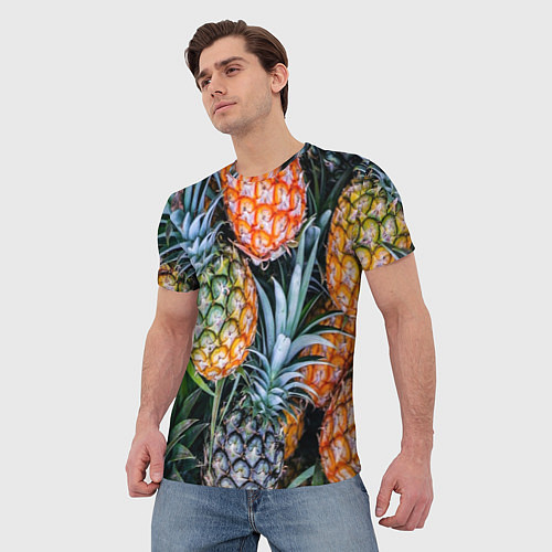 Мужская футболка Фон из ананасов / 3D-принт – фото 3