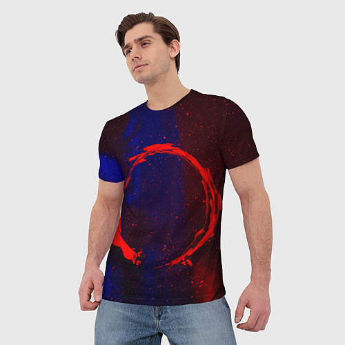 Мужская футболка Синий и красный абстрактный дым и краски / 3D-принт – фото 3