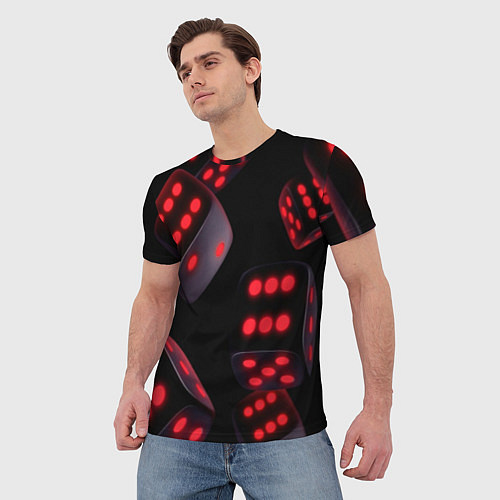 Мужская футболка Игральные кости на черном фоне / 3D-принт – фото 3