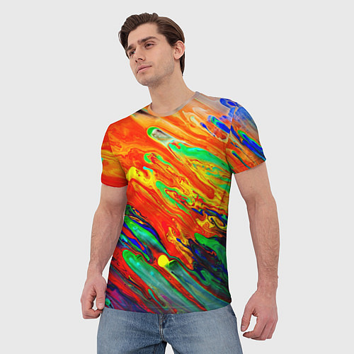 Мужская футболка Неоновый градиент красок / 3D-принт – фото 3