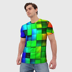 Футболка мужская Цветные неоновые кубы, цвет: 3D-принт — фото 2