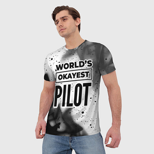 Мужская футболка Worlds okayest pilot - white / 3D-принт – фото 3