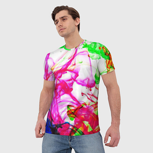 Мужская футболка Неоновые краски в воде / 3D-принт – фото 3