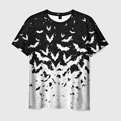 Футболка мужская Black and white bat pattern, цвет: 3D-принт