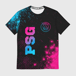 Футболка мужская PSG - neon gradient: надпись, символ, цвет: 3D-принт