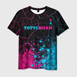 Футболка мужская Tottenham - neon gradient: символ сверху, цвет: 3D-принт