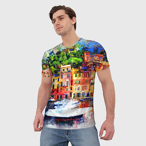 Мужская футболка Картина красочный город / 3D-принт – фото 3