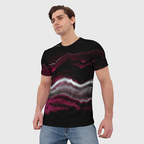 Мужская футболка Розовые и белые волны песка в абстракции / 3D-принт – фото 3