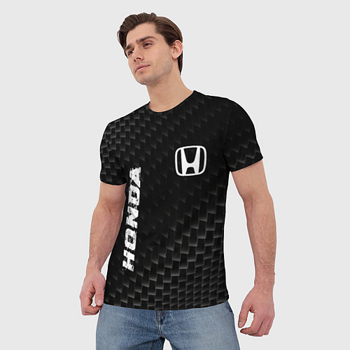 Мужская футболка Honda карбоновый фон / 3D-принт – фото 3