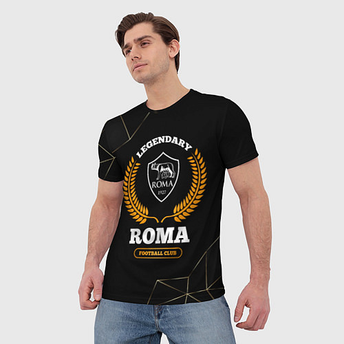 Мужская футболка Лого Roma и надпись legendary football club на тем / 3D-принт – фото 3
