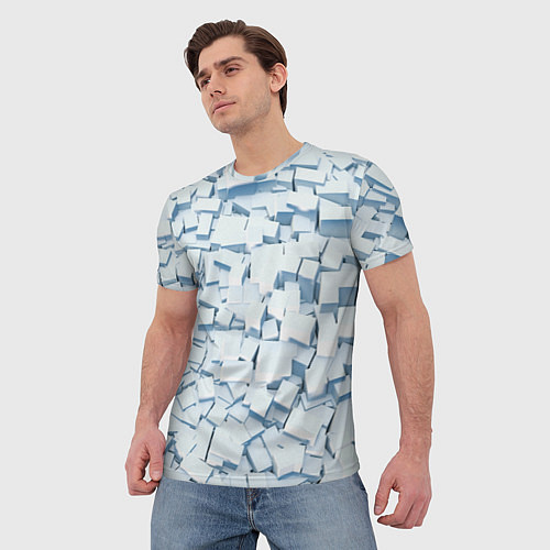 Мужская футболка Множество белых кубов в абстракции / 3D-принт – фото 3