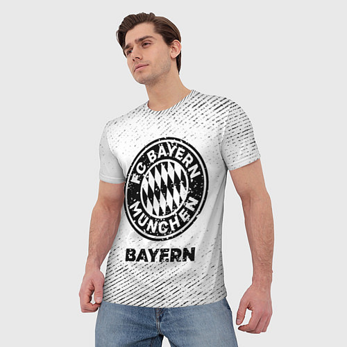 Мужская футболка Bayern с потертостями на светлом фоне / 3D-принт – фото 3