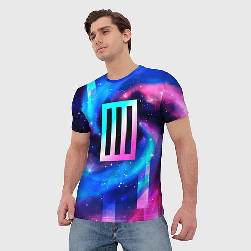 Мужская футболка Paramore неоновый космос / 3D-принт – фото 3