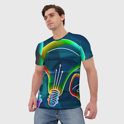 Мужская футболка Неоновые лампы - коллаж / 3D-принт – фото 3