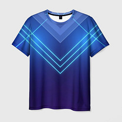 Футболка мужская Глубокий синий с неоновыми полосами, цвет: 3D-принт