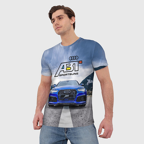 Мужская футболка Audi ABT - sportsline на трассе / 3D-принт – фото 3