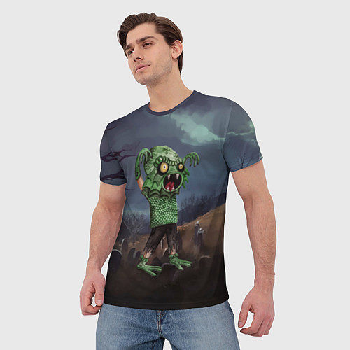 Мужская футболка Ктулху на кладбище / 3D-принт – фото 3