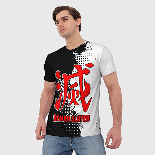 Мужская футболка Клинок рассекающий демонов - Красный логотип / 3D-принт – фото 3