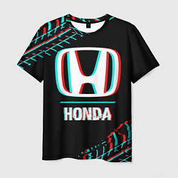Футболка мужская Значок Honda в стиле glitch на темном фоне, цвет: 3D-принт