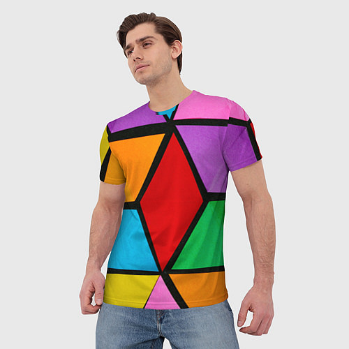 Мужская футболка Множество разноцветных ромбов / 3D-принт – фото 3