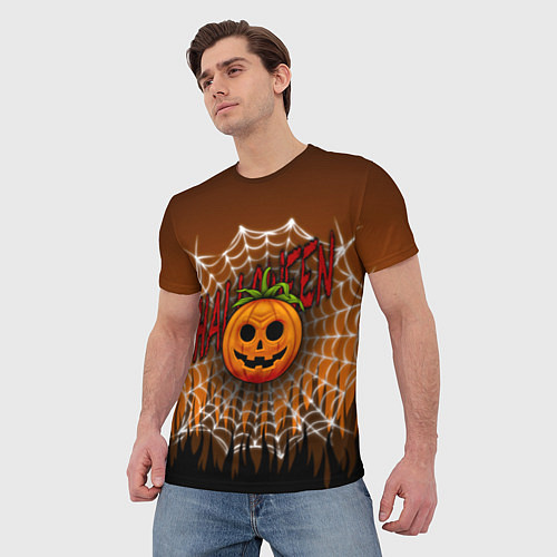 Мужская футболка Тыква-Паутина-Хэллоуин / 3D-принт – фото 3