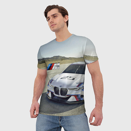 Мужская футболка Спортивная бэха на гоночной трассе / 3D-принт – фото 3