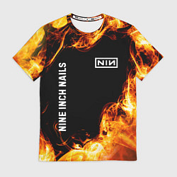 Футболка мужская Nine Inch Nails и пылающий огонь, цвет: 3D-принт