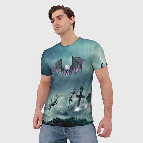 Мужская футболка Череп - летучая мышь / 3D-принт – фото 3