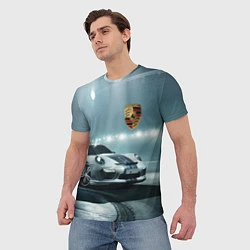 Футболка мужская Porsche - racing route - motorsport, цвет: 3D-принт — фото 2