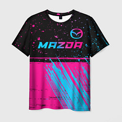 Футболка мужская Mazda - neon gradient: символ сверху, цвет: 3D-принт