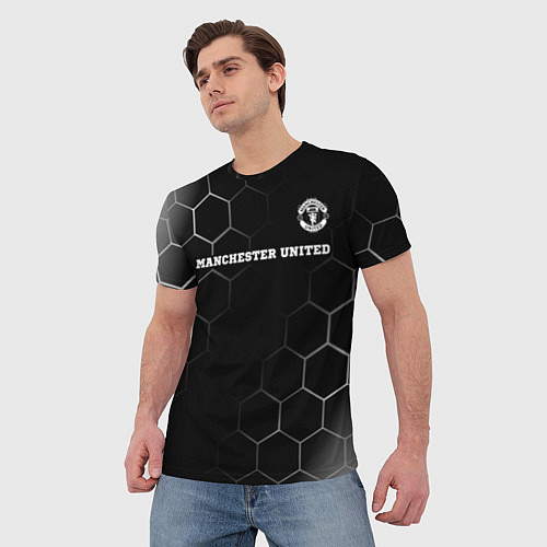 Мужская футболка Manchester United sport на темном фоне: символ све / 3D-принт – фото 3
