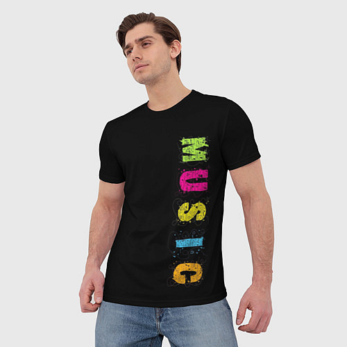 Мужская футболка Music разноцветная музыка / 3D-принт – фото 3