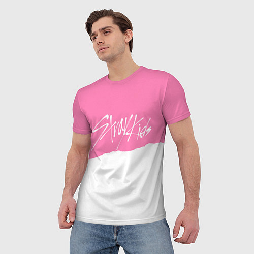 Мужская футболка Stray Kids pink and white / 3D-принт – фото 3