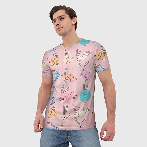 Мужская футболка Много кроликов / 3D-принт – фото 3